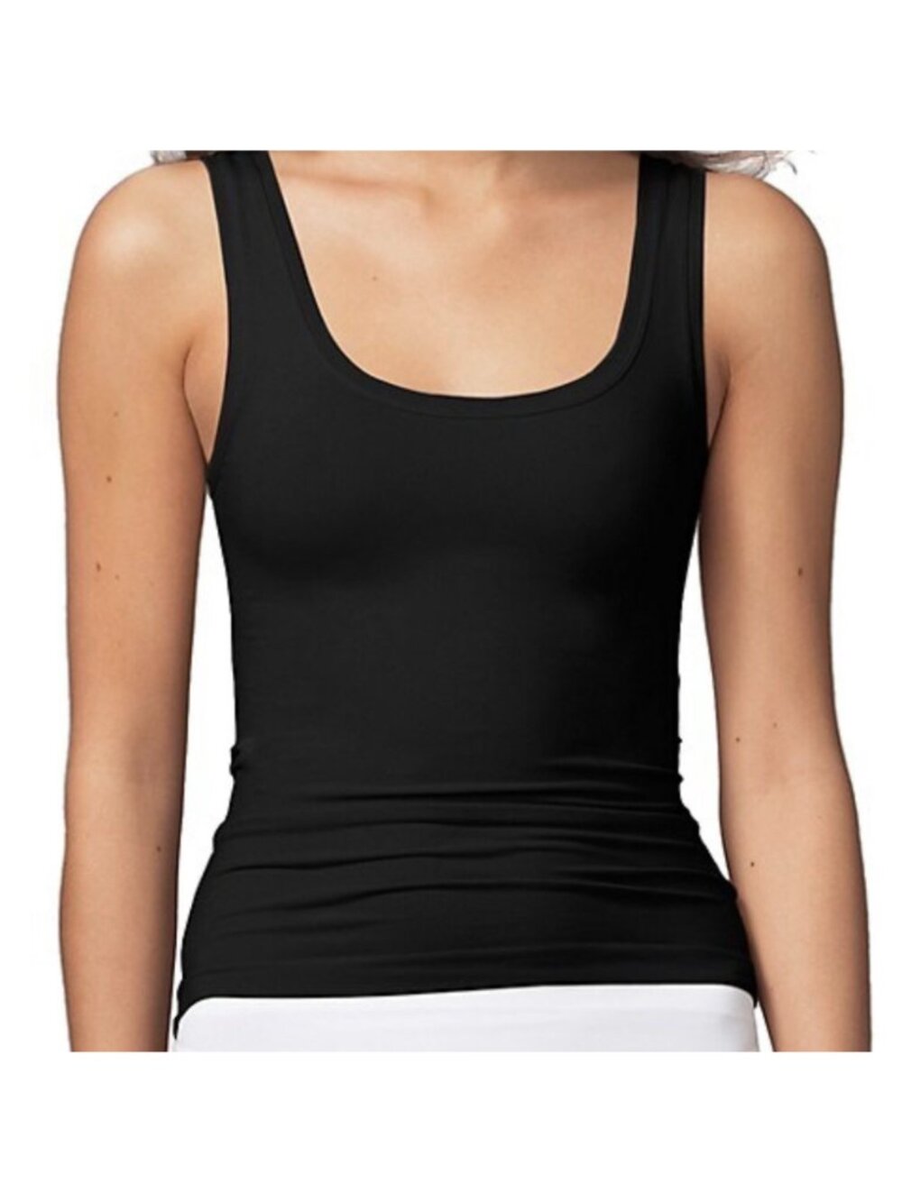 Hanro Touch Feeling Round Neck Seamless Stretch Tank Top Black Minimalist Medium - Picture 8 of 8